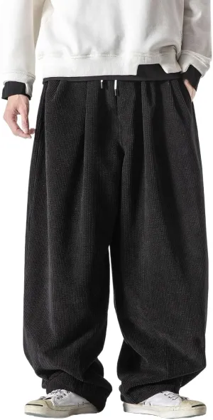 Loose Lantern Long Pants for Men,Corduroy Plus Size,Loose Wide-Leg Casual Harem Pants for Spring