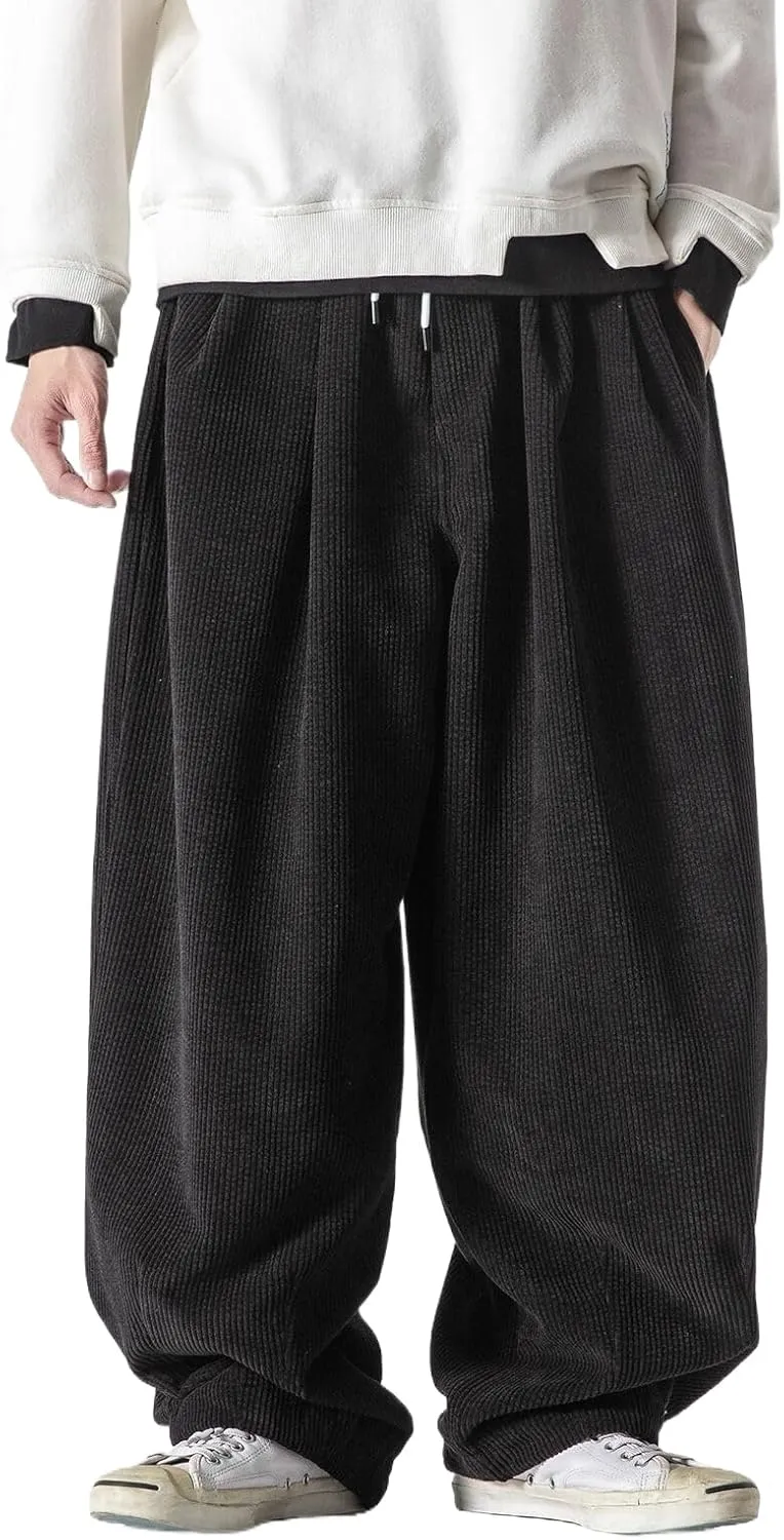Loose Lantern Long Pants for Men,Corduroy Plus Size,Loose Wide-Leg Casual Harem Pants for Spring