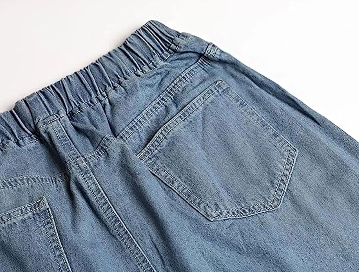 loveimgs Women's Vintage Frayed Hem A Line Long Maxi Skirt Distressed Elastic High Waist Retro Jeans Skirt