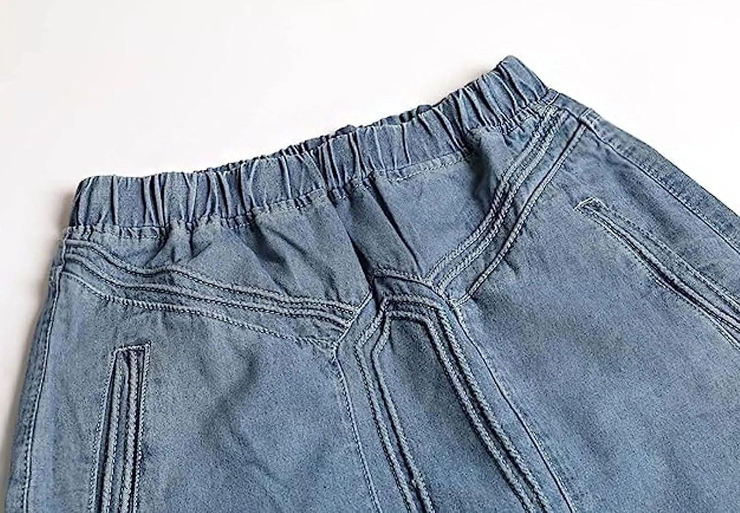 loveimgs Women's Vintage Frayed Hem A Line Long Maxi Skirt Distressed Elastic High Waist Retro Jeans Skirt