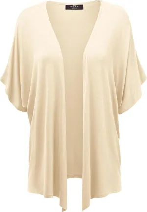 Made By Johnny Women's Kimono Style Short Sleeve Dolman Cardigan - Lightweight Open Front Summer Cover-Up