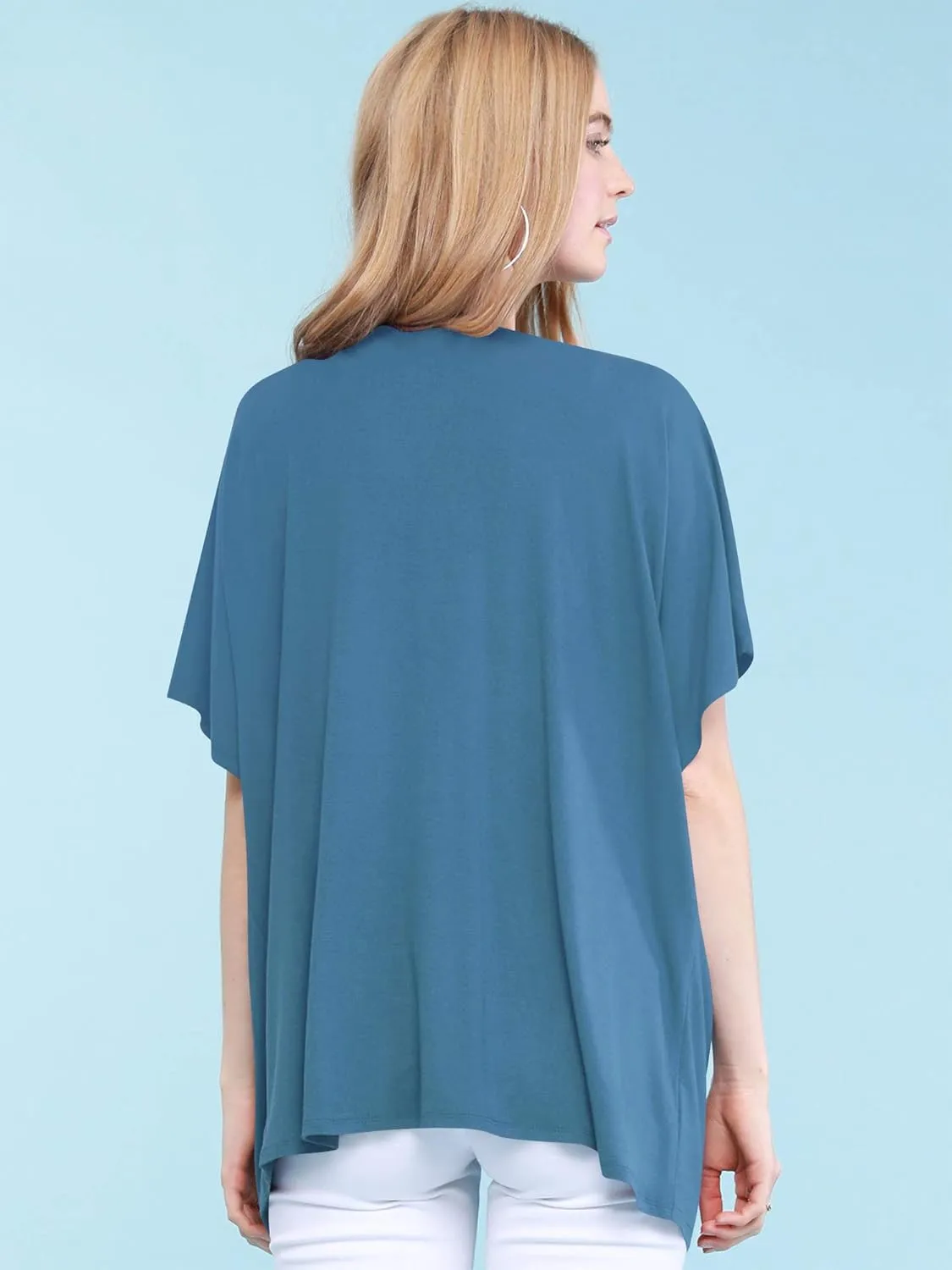 Made By Johnny Women's Kimono Style Short Sleeve Dolman Cardigan - Lightweight Open Front Summer Cover-Up