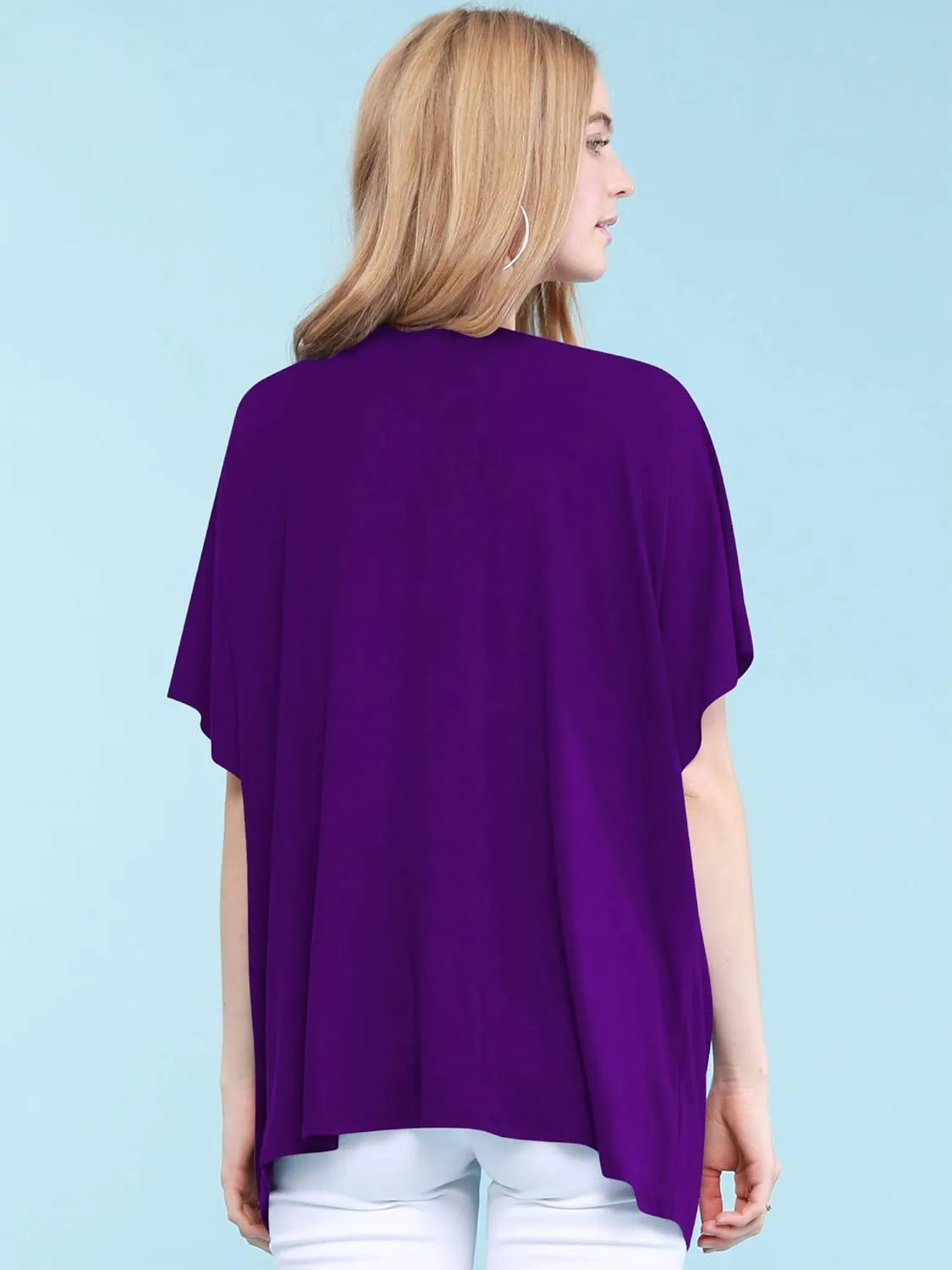 Made By Johnny Women's Kimono Style Short Sleeve Dolman Cardigan - Lightweight Open Front Summer Cover-Up