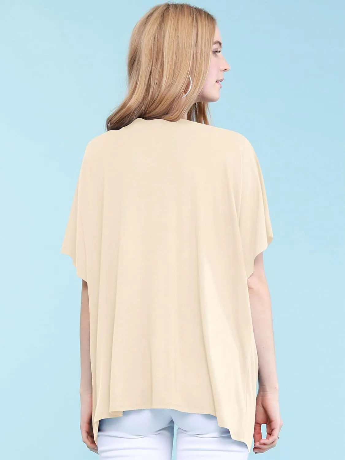 Made By Johnny Women's Kimono Style Short Sleeve Dolman Cardigan - Lightweight Open Front Summer Cover-Up