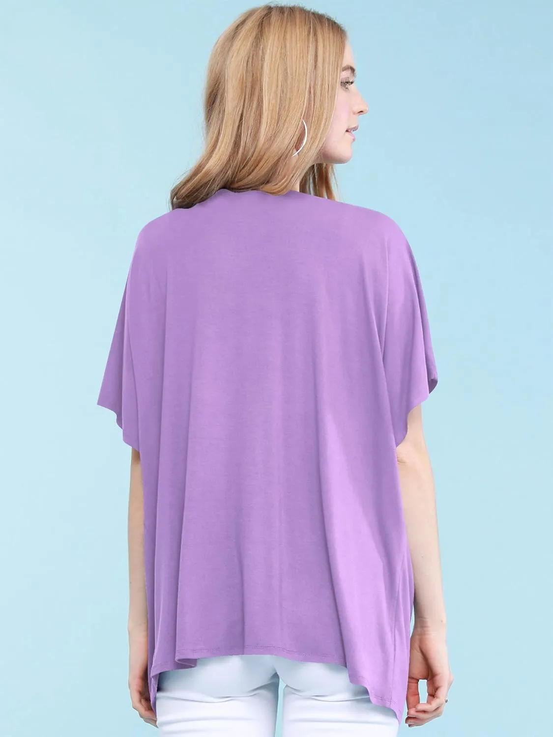 Made By Johnny Women's Kimono Style Short Sleeve Dolman Cardigan - Lightweight Open Front Summer Cover-Up