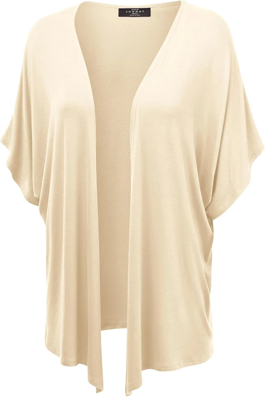 Made By Johnny Women's Kimono Style Short Sleeve Dolman Cardigan - Lightweight Open Front Summer Cover-Up