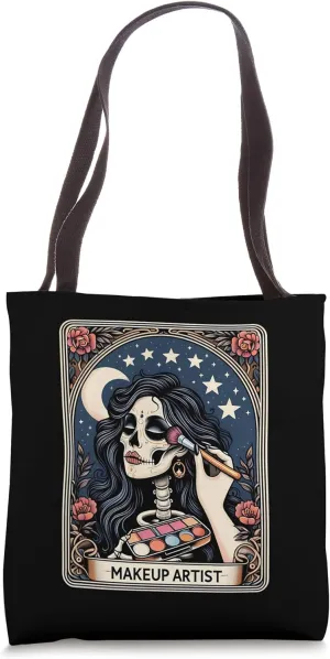 Makeup Artist Tarot Card Gothic Skeleton Moon Women Tote Bag