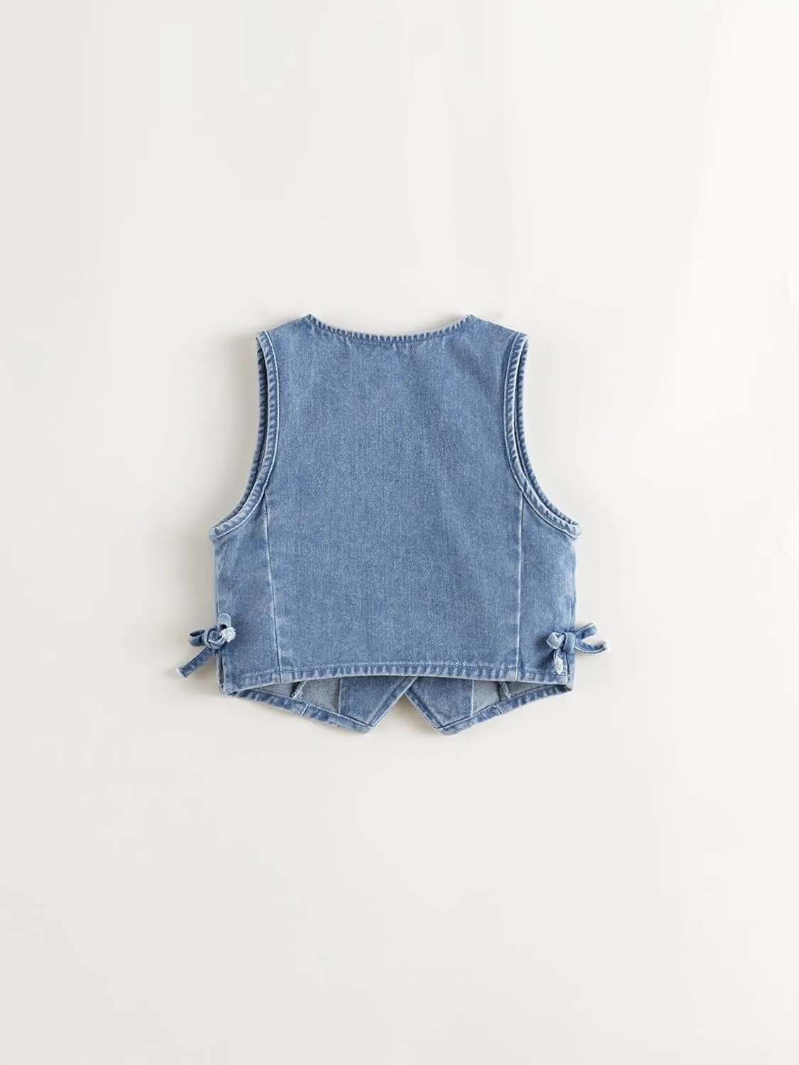 marc & janie Girls Denim V Neck Vest Vintage Button Down Tank Jacket Sleeveless Soft Tops 241359