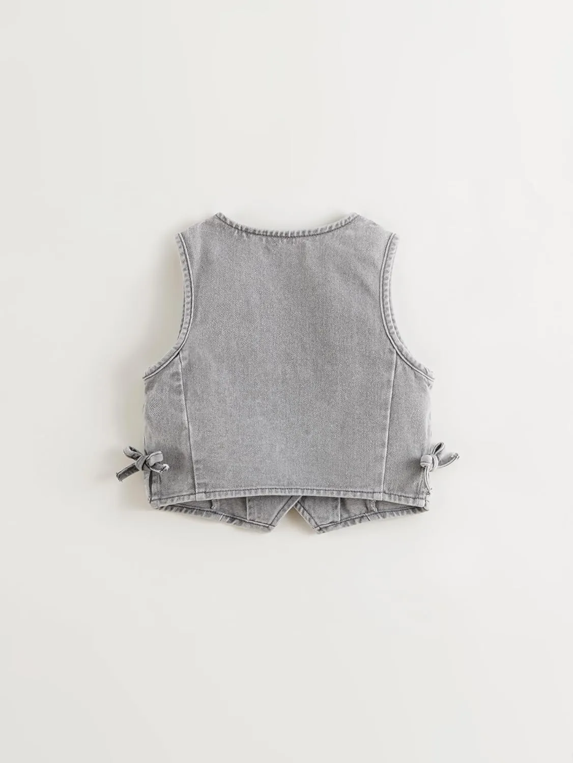 marc & janie Girls Denim V Neck Vest Vintage Button Down Tank Jacket Sleeveless Soft Tops 241359