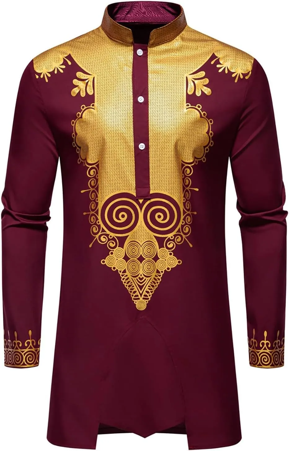 Men's Africa Suit Retro Long Sleeve Graphic Musilm Thobe and Pants Outfit Middle East Islamic Traditional 2 Piece Set