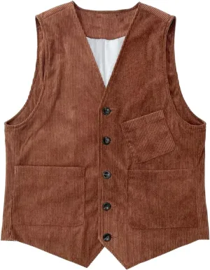 Men's Corduroy Vest Solid Color Classic Leisure Vest For Business Wedding Party Dinner Outdoor Wear ZXCV10