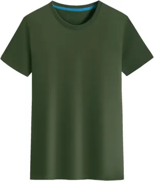 Mens Cotton T-Shirt Active Quick Dry Crew Neck T Shirts Round Collar Short-Sleeve Tees Tops for Male