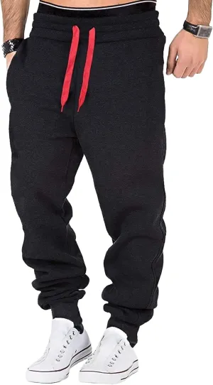 Men's Elastic Waist Comfort Joggers Workout Pants Casual Solid Sweatpants Pants Drawstring Outdoor Trousers