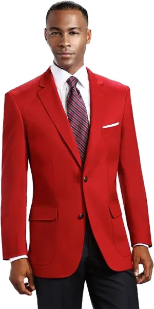 Men's Elegant Modern 2 Button Notch Lapel Blazer - Many Colors (44 Long, Red)
