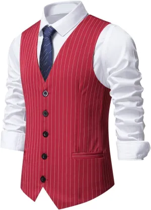 Men's Formal Suit Vest Mens Pinstripe Business Suit Vest Men's 5 Button Formal Vest Under Suit Single Breasted Vest