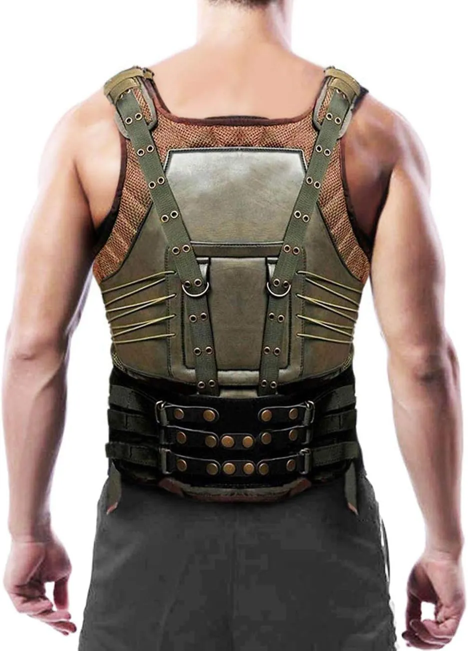 Mens Green Military Uniform Halloween Cosplay Costume Tactical Leather Vest/Coat