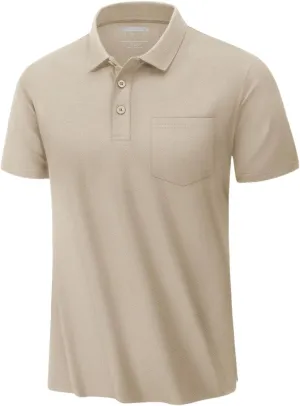 MenS Summer Quick Dry Polos Shirts Chest Pocket Short Sleeve Tee Shirts Business Work Breathable Shirts