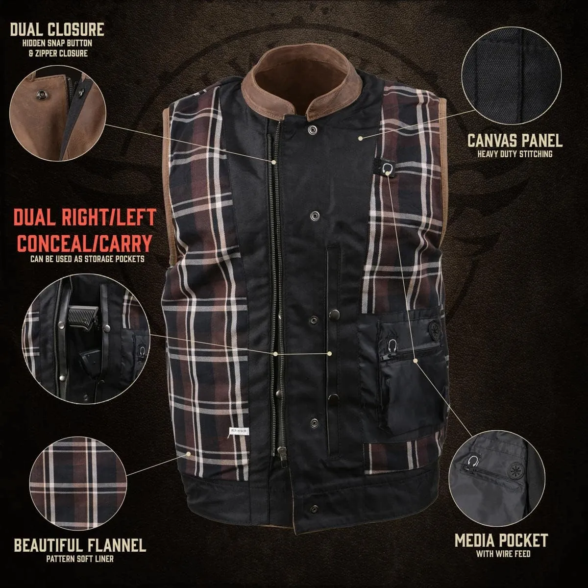 Milwaukee Leather Men's Classic Club Style Motorcycle Bikers Premium Leather Vest | MLM - 2X-Large