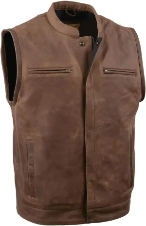 Milwaukee Leather Men's Classic Club Style Motorcycle Bikers Premium Leather Vest | MLM - 2X-Large