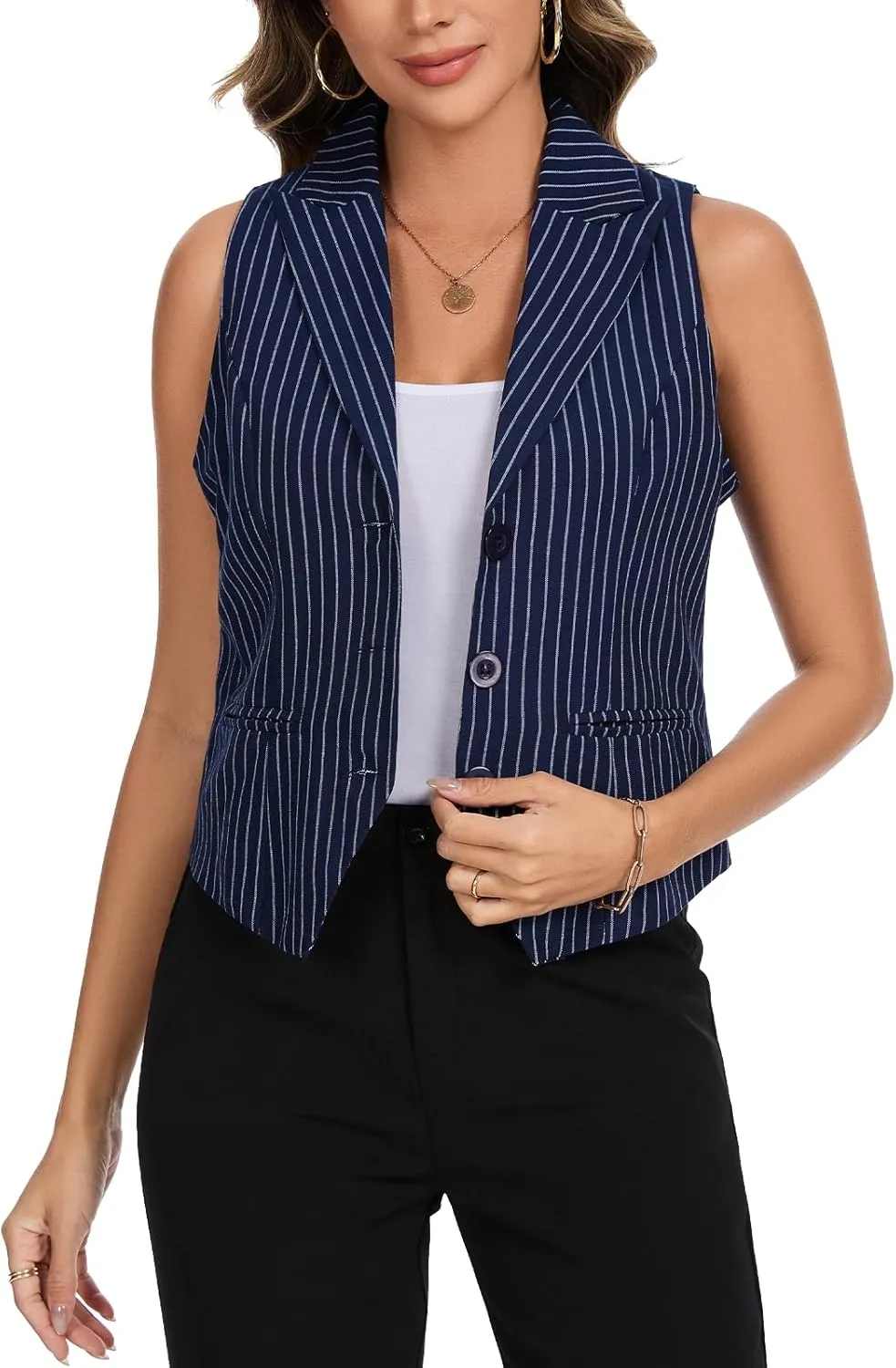 MINTLIMIT Waistcoat Vest for Women Fully Lined Button Down V Neck Formal Dressy Suit Vests with Pockets
