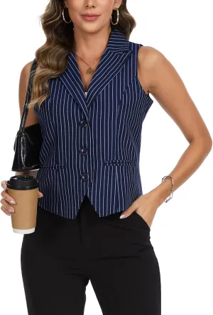 MINTLIMIT Waistcoat Vest for Women Fully Lined Button Down V Neck Formal Dressy Suit Vests with Pockets