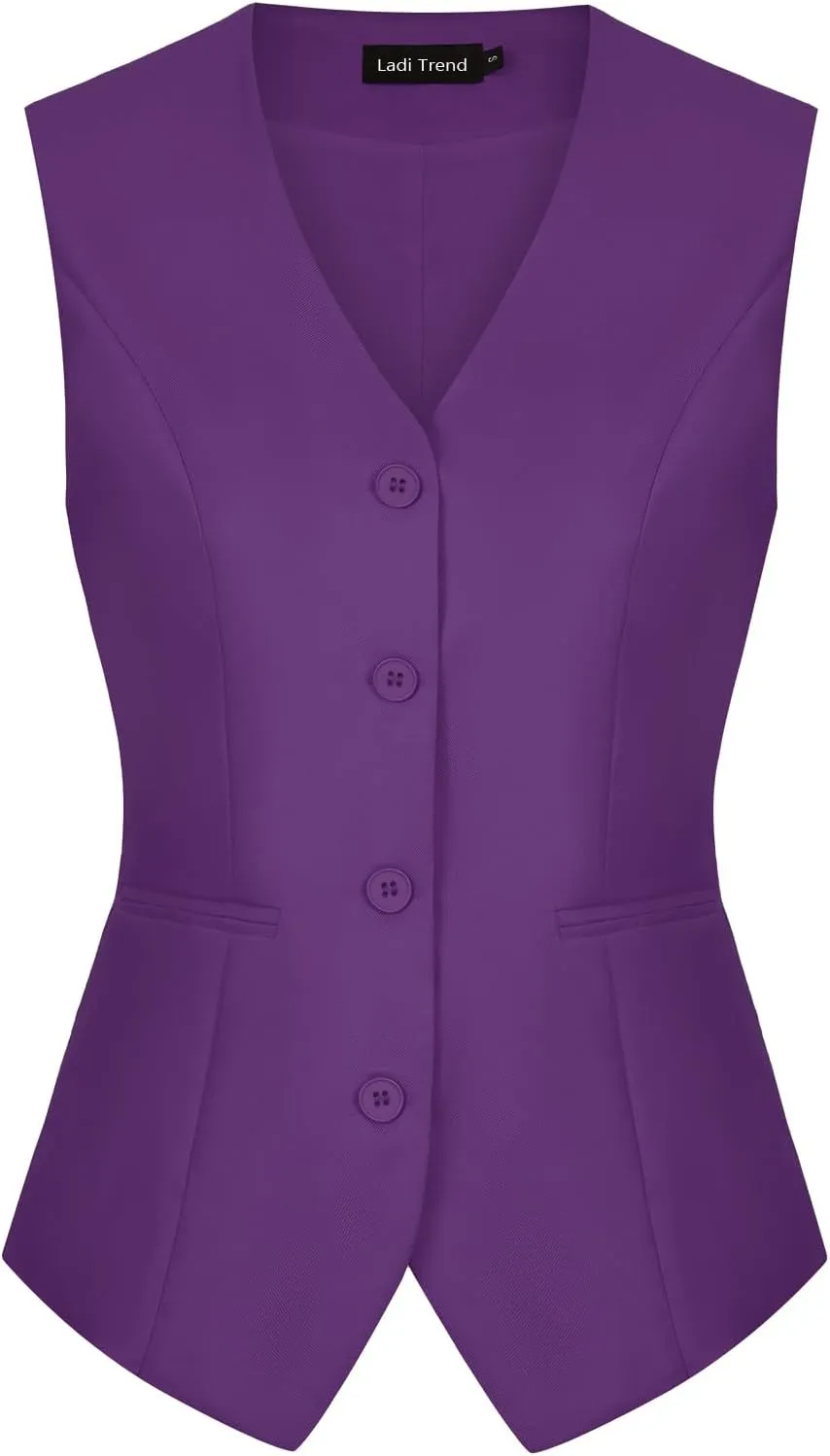 MINTLIMIT Women's Waistcoat Vest Button Down Sleeveless Economy Dressy Suit Waistcoats with Pockets(Purple M)