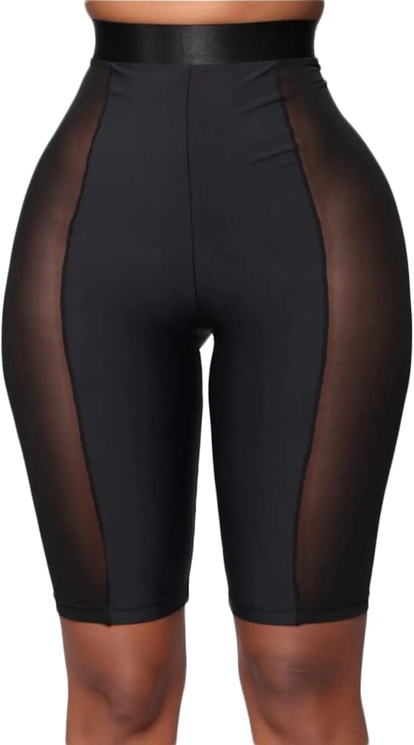 Mintsnow Women's Sheer Mesh Lace Leggings Stretchy High Waist Long Pants Lightweight Casual Pants