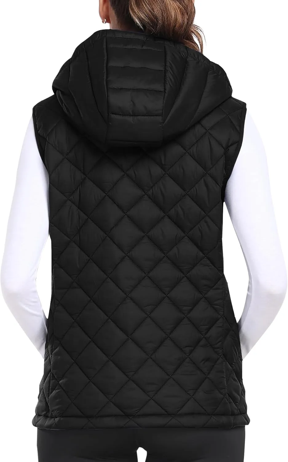 MoFiz Womens Puffer Softshell Vest Hooded Lightweight Insulated Hybrid Down Jacket Full Zip Running Vest