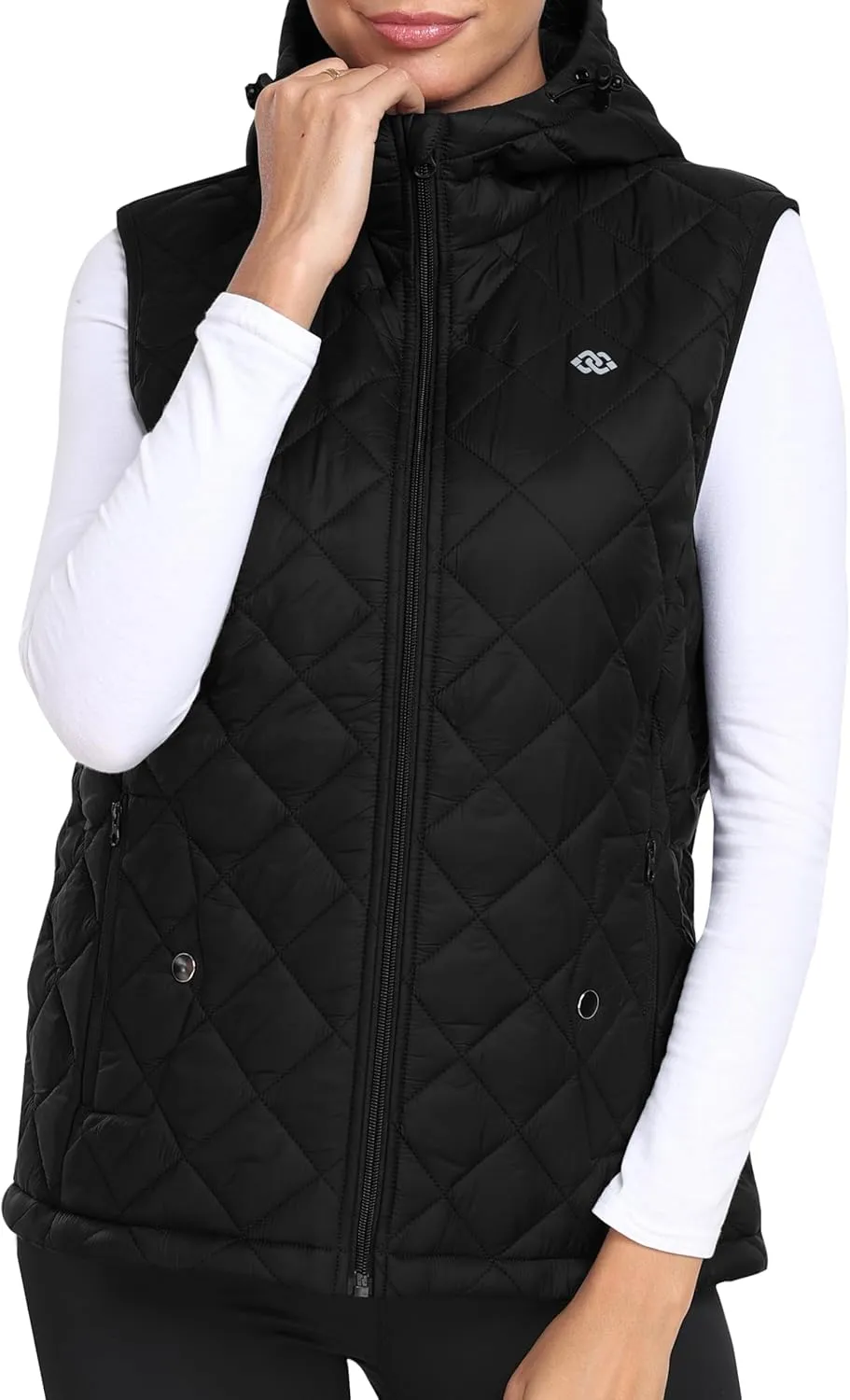 MoFiz Womens Puffer Softshell Vest Hooded Lightweight Insulated Hybrid Down Jacket Full Zip Running Vest