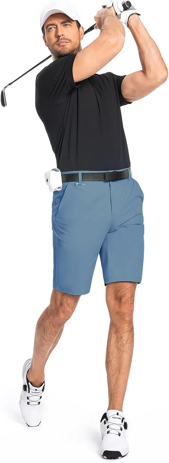 Moosehill Mens Golf Dress Casual Shorts 7" 10" Quick Dry Stretch Anti-Wrinkle Flat Front with 4 Pockets for Work Hybrid Chino