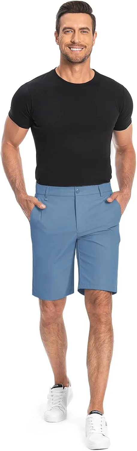 Moosehill Mens Golf Dress Casual Shorts 7" 10" Quick Dry Stretch Anti-Wrinkle Flat Front with 4 Pockets for Work Hybrid Chino