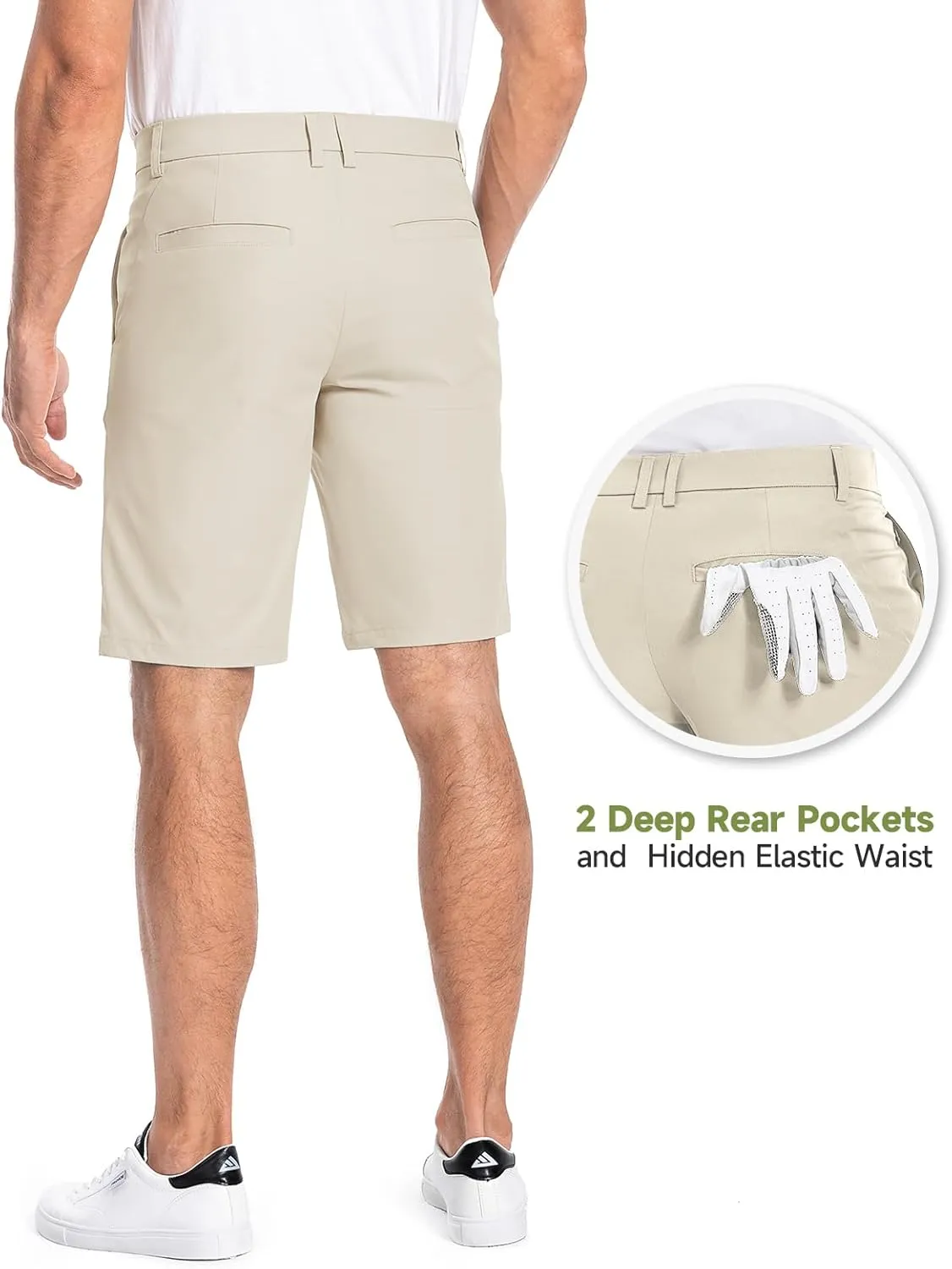 Moosehill Mens Golf Dress Casual Shorts 7" 10" Quick Dry Stretch Anti-Wrinkle Flat Front with 4 Pockets for Work Hybrid Chino
