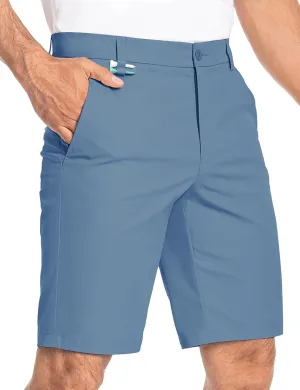 Moosehill Mens Golf Dress Casual Shorts 7" 10" Quick Dry Stretch Anti-Wrinkle Flat Front with 4 Pockets for Work Hybrid Chino