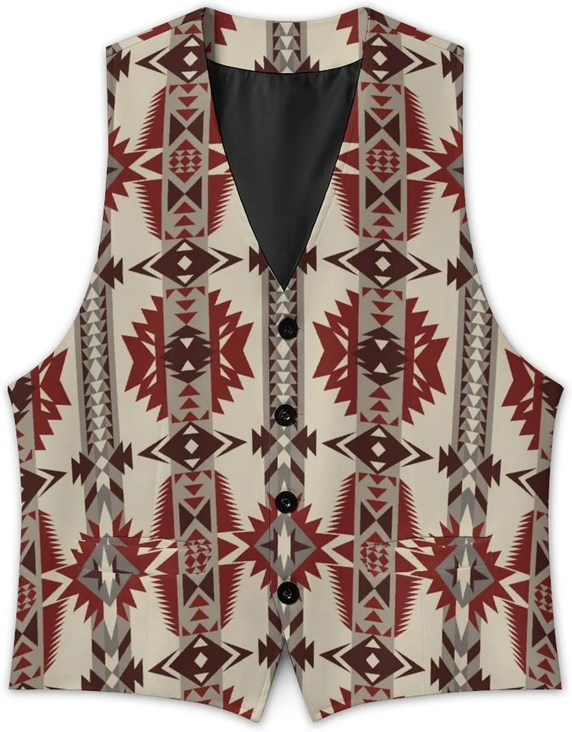 Native Southwest American Indian Men's Suit Vest for Formal Business Casual Dress Tuxedo Waistcoat