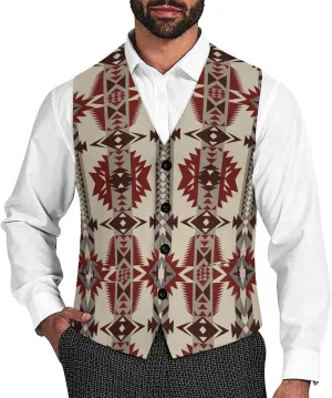 Native Southwest American Indian Men's Suit Vest for Formal Business Casual Dress Tuxedo Waistcoat