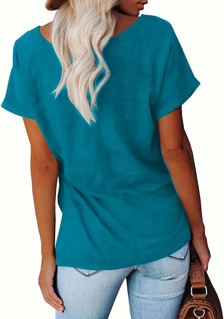 NIUBIA Women's T Shirts Summer Tops Simple Heart Graphic Shirts Sayings Short Sleeve Vacation Casual Blouse Thankful Tee