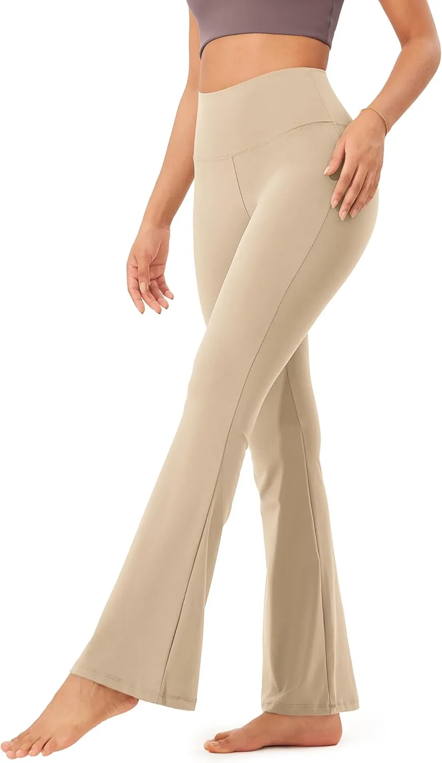 ODODOS Women's Bootcut Yoga Pants Tummy Control Non See Through Bootleg Gym Workout Pants