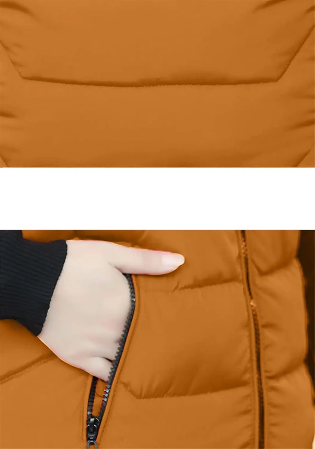 OMZIN Women's Winter Long Puffer Vest Zip up Slim Vest Lightweight Hooded Warm Down Cotton Vest