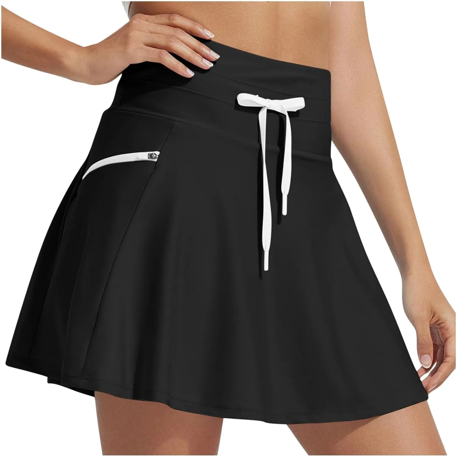 Oplxuo Tennis Skirts for Women Golf Athletic Activewear Swim Skirt Mini Summer Workout Running Skirt with Zipper Pockets