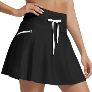 Oplxuo Tennis Skirts for Women Golf Athletic Activewear Swim Skirt Mini Summer Workout Running Skirt with Zipper Pockets