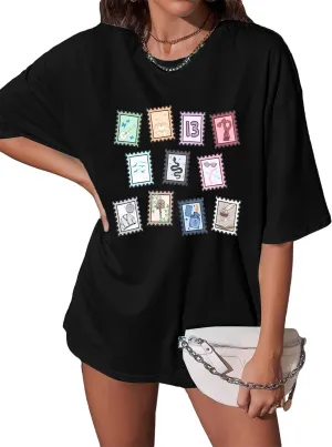 Oversized Country Music Album Shirts Women Concert T-Shirt Vintage Funny Stamp Graphic Tee Music Lovers Short Sleeve Tops