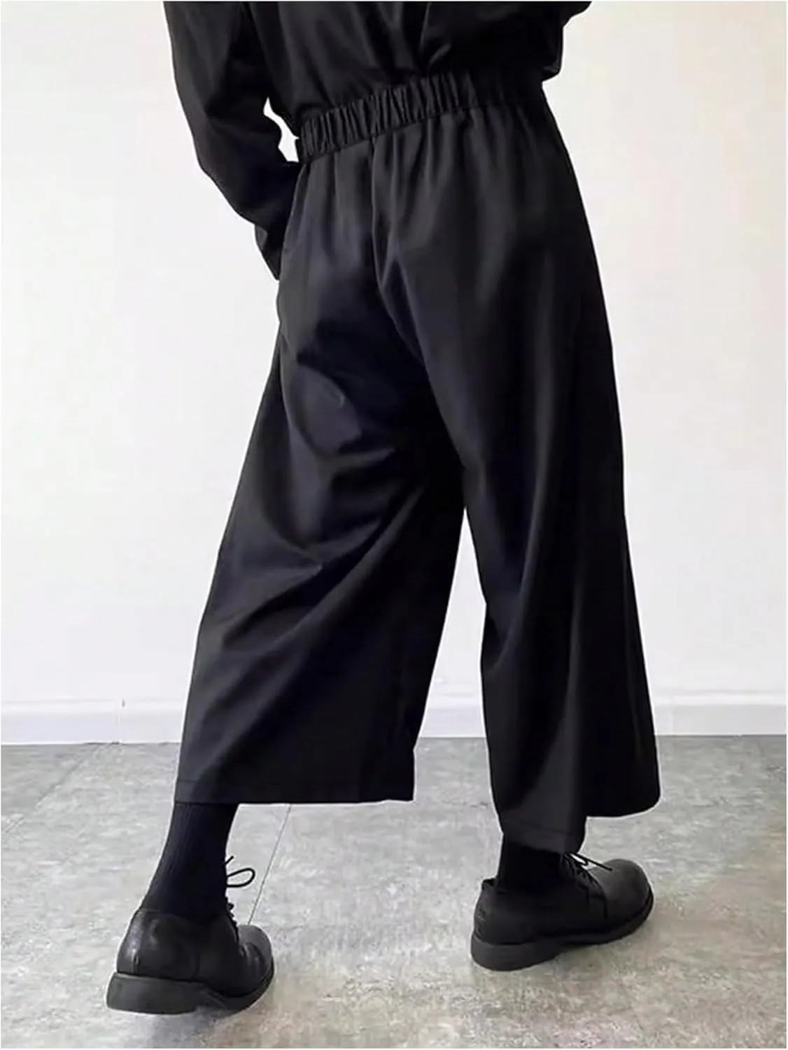 OYOANGLE Men's Skirt Pants Tie Waisted Wide Leg Cropped Harem Pants Y2k Hipple Trousers