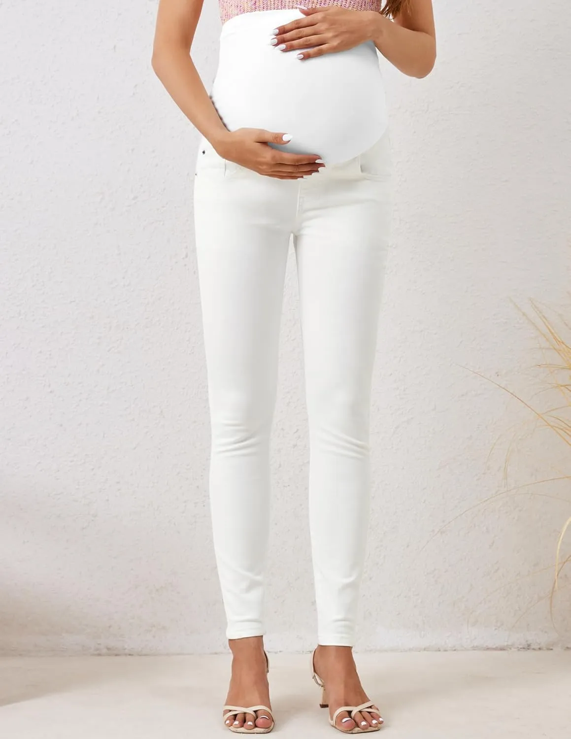 PACBREEZE Women's Maternity Jeans Over Belly Skinny Stretchy Denim Pants Comfy Slim Pregnancy Pants
