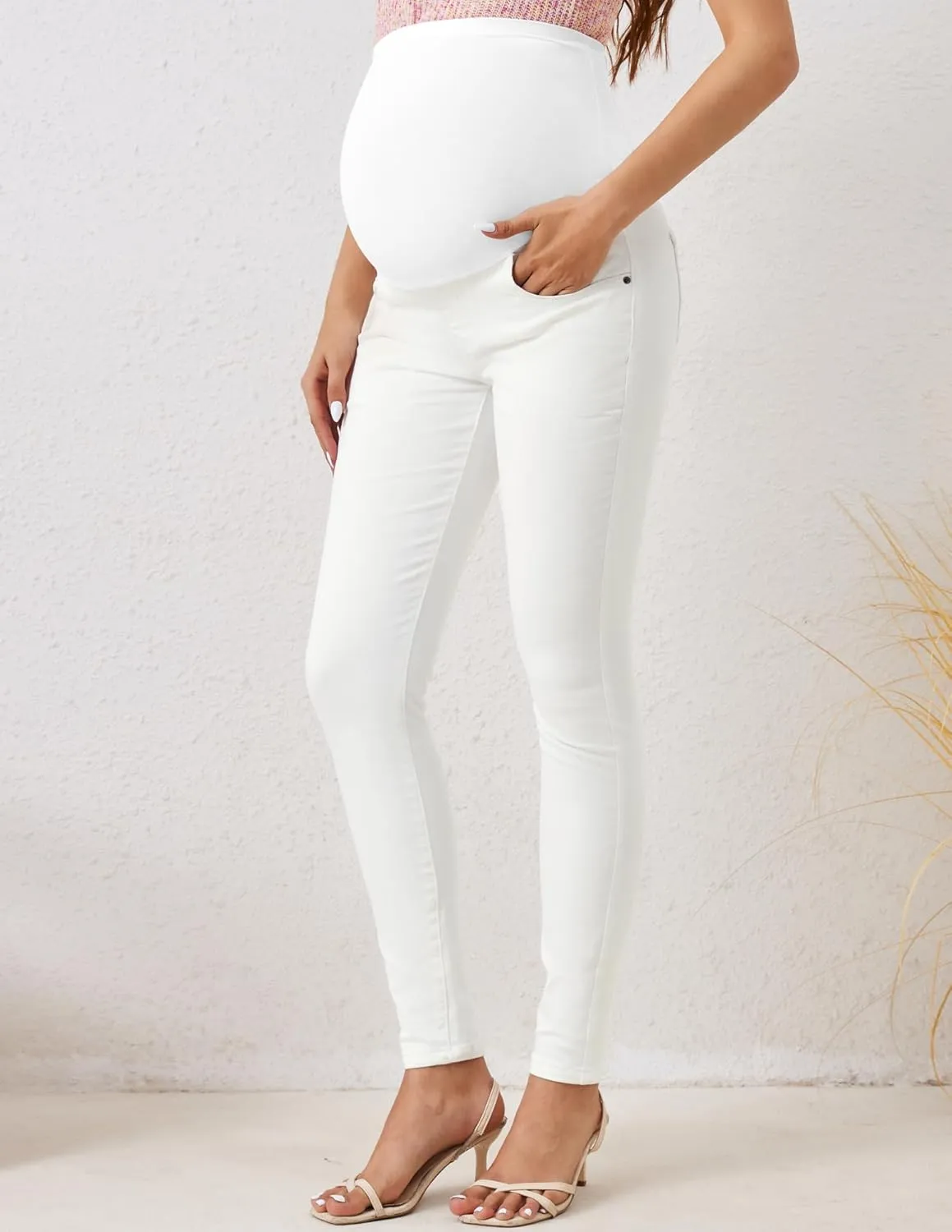PACBREEZE Women's Maternity Jeans Over Belly Skinny Stretchy Denim Pants Comfy Slim Pregnancy Pants