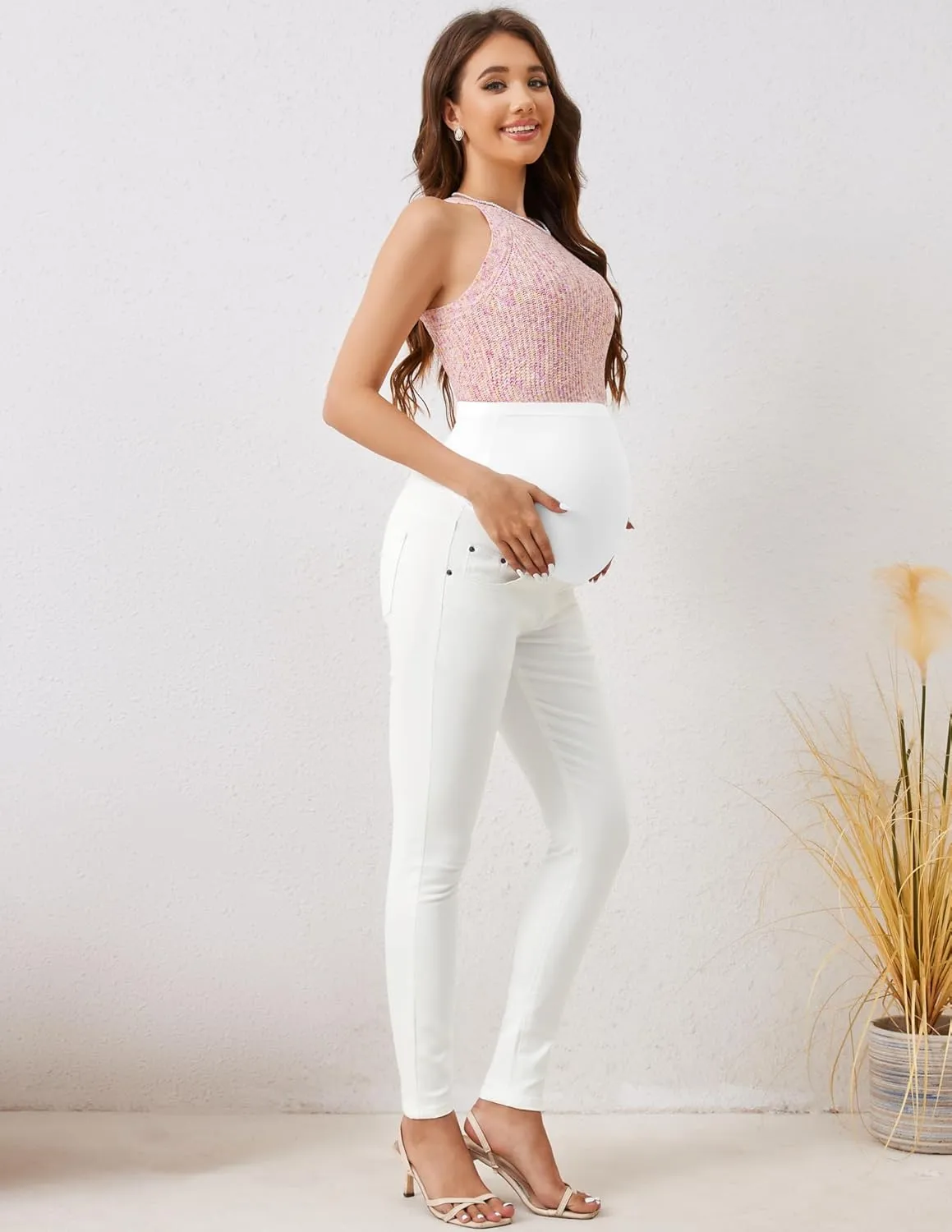 PACBREEZE Women's Maternity Jeans Over Belly Skinny Stretchy Denim Pants Comfy Slim Pregnancy Pants
