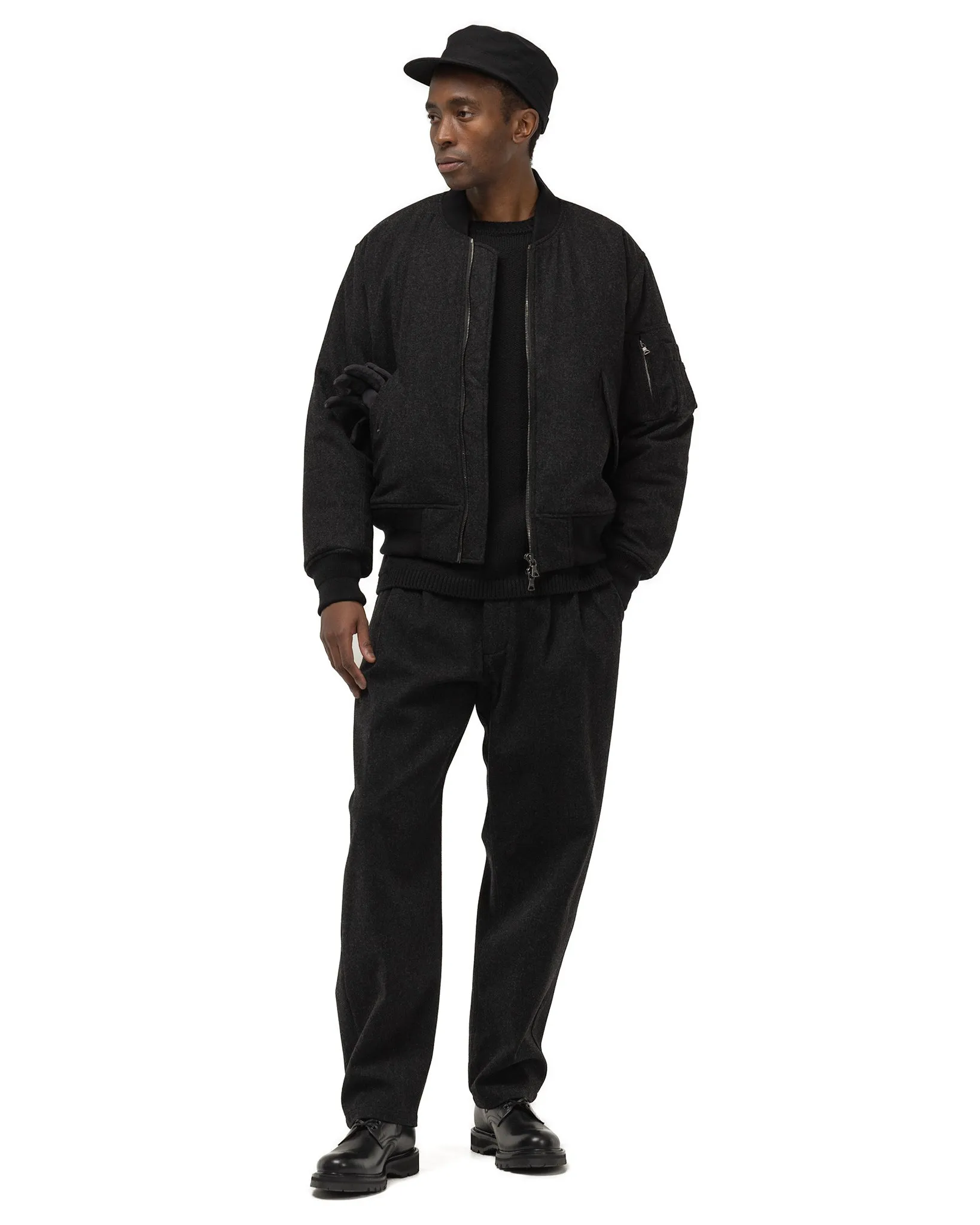 Pilot Jacket - Loro Piana Storm System Wool Charcoal / Primaloft