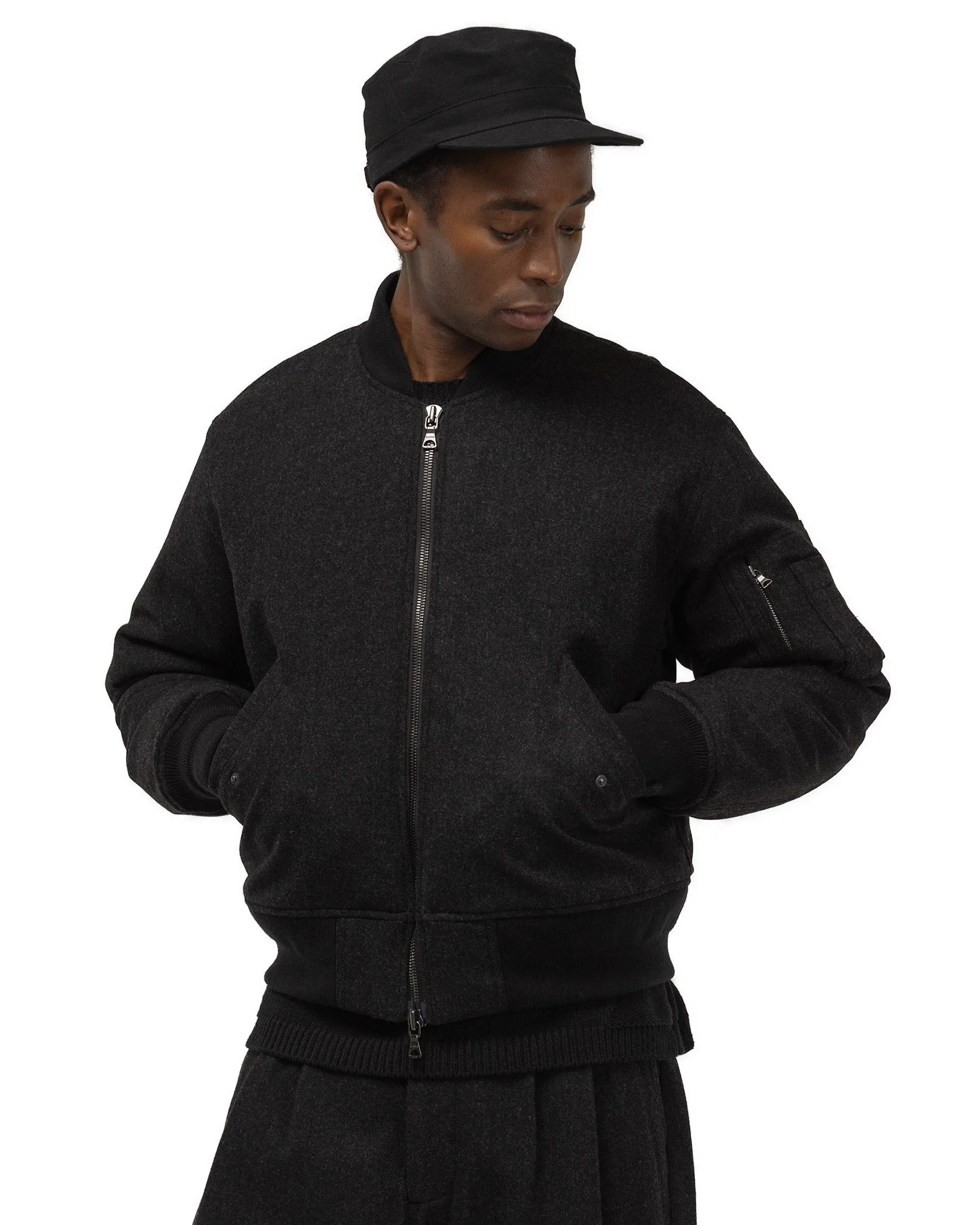 Pilot Jacket - Loro Piana Storm System Wool Charcoal / Primaloft