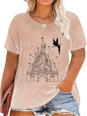 Plus Size Magical Shirts for Women Retro Graphic Tshirts Funny Vacation Tee Tie Dye Tops