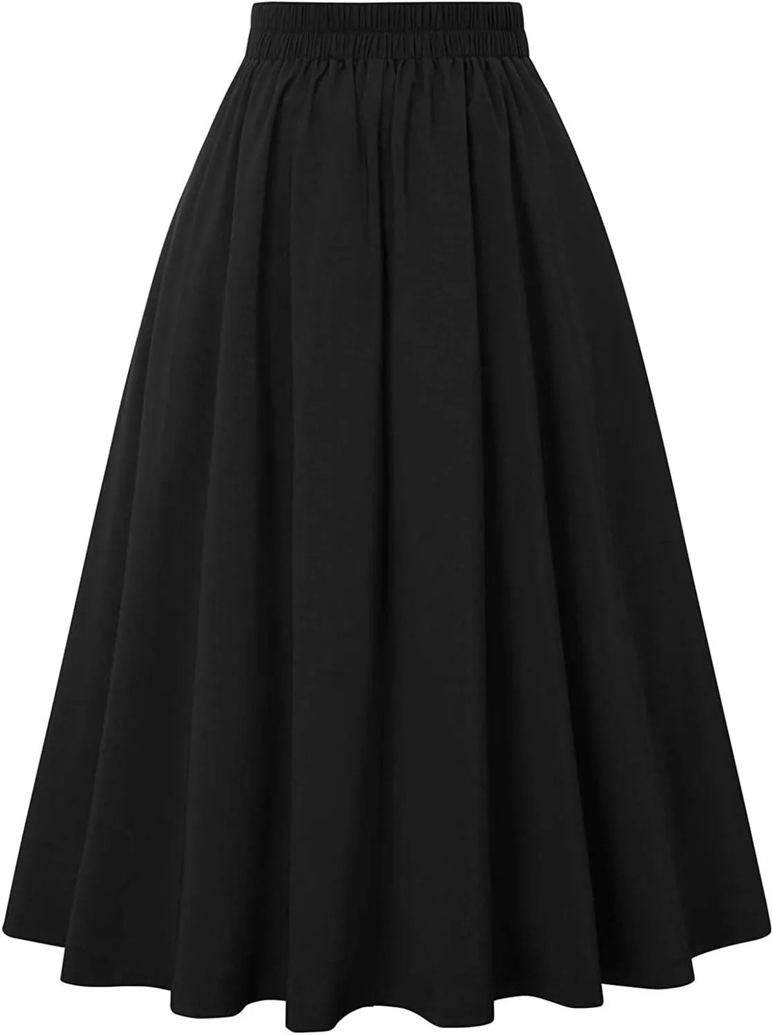Plus Size Skirts for Curvy Women Pleated Ruffle Swing Maxi Skirt Dress Summer Causal Solid High Elastic Waist Skirt