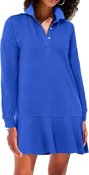 Polo Dress for Women Long Sleeve Ruffle Hem Golf Tennis Workout Dress Spring Mini Dresses